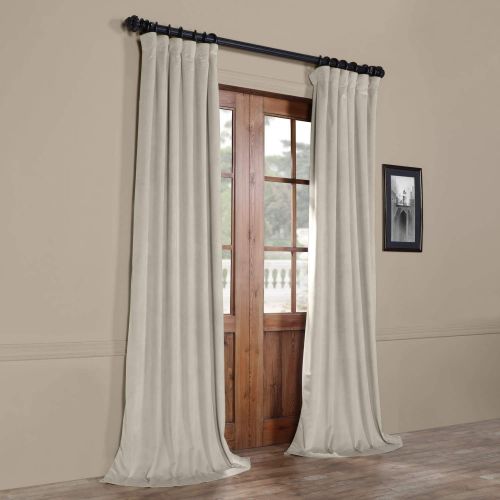  IYUEGO Pinch Pleat Solid Velvet Lining 90% Blackout Curtain Thermal Insulated Patio Door Curtain Panel Drape For Traverse Rod and Track, Off White 120W x 84L Inch (set of 1 Panel)