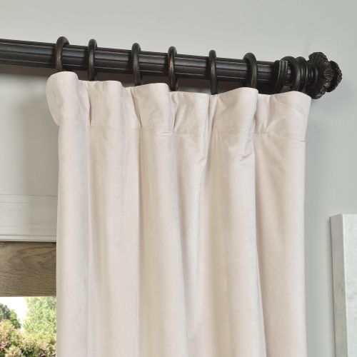  IYUEGO Pinch Pleat Solid Velvet Lining 90% Blackout Curtain Thermal Insulated Patio Door Curtain Panel Drape For Traverse Rod and Track, Off White 120W x 84L Inch (set of 1 Panel)