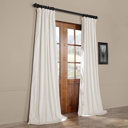  IYUEGO Pinch Pleat Solid Velvet Lining 90% Blackout Curtain Thermal Insulated Patio Door Curtain Panel Drape For Traverse Rod and Track, Off White 120W x 84L Inch (set of 1 Panel)