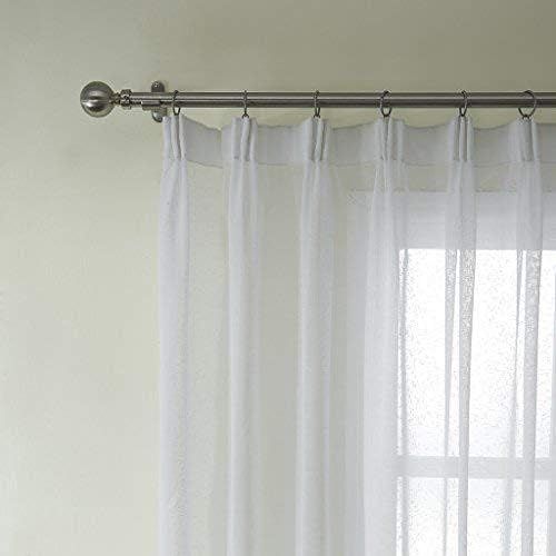  IYUEGO Linen White Solid Sheer Curtains Double Pleated Top With Custom Multi Size 72 W x 84 L (One Panel)