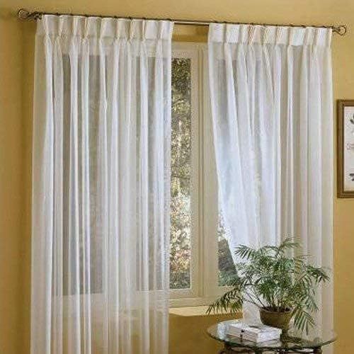 IYUEGO Linen White Solid Sheer Curtains Double Pleated Top With Custom Multi Size 72 W x 84 L (One Panel)