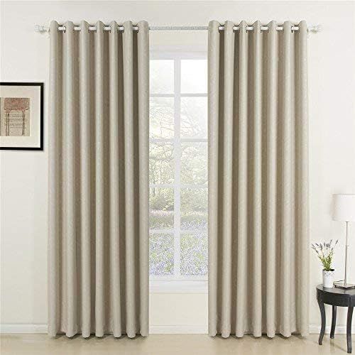  IYUEGO Wide Curtains 120Inch-300Inch for Large Windows Classic Beige Curtain Solid Grommet Top Room Darkening Curtains Draperies With Multi Size Customs 120 W x 84 L (One Panel)