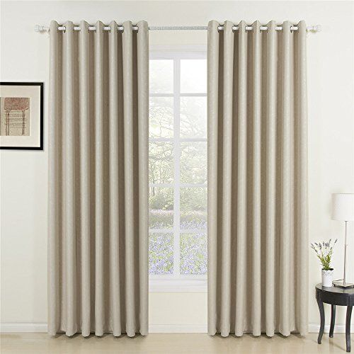  IYUEGO Classic Beige Curtain Solid Room Darkening Grommet Top Curtain Drapery Embossed Curtain With Multi Size Customs 72 W x 84 L (Set Of 1)