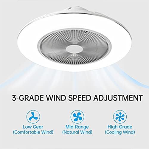  IYUNXI Ceiling Fan with Lights 48W Remote Control 22 Inch Oversize 3-Color Dimming LED Ultra-Thin Enclosed Fan Light 3-Speed Invisible Acrylic 3 Blades Low Profile Flush Mount for