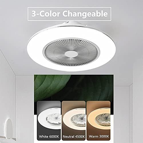  IYUNXI Ceiling Fan with Lights 48W Remote Control 22 Inch Oversize 3-Color Dimming LED Ultra-Thin Enclosed Fan Light 3-Speed Invisible Acrylic 3 Blades Low Profile Flush Mount for