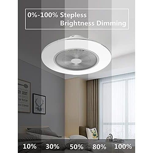  IYUNXI Ceiling Fan with Lights 48W Remote Control 22 Inch Oversize 3-Color Dimming LED Ultra-Thin Enclosed Fan Light 3-Speed Invisible Acrylic 3 Blades Low Profile Flush Mount for