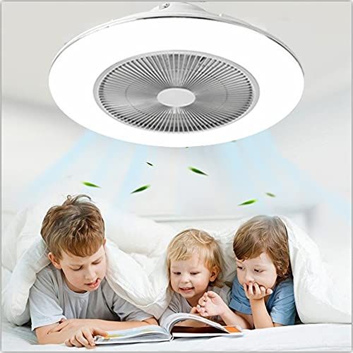  IYUNXI Ceiling Fan with Lights 48W Remote Control 22 Inch Oversize 3-Color Dimming LED Ultra-Thin Enclosed Fan Light 3-Speed Invisible Acrylic 3 Blades Low Profile Flush Mount for