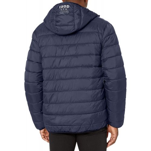  IZOD Mens Quilted Hooded Puffer: Popover