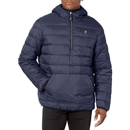  IZOD Mens Quilted Hooded Puffer: Popover
