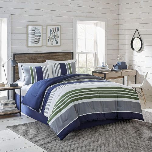  IZOD Hyde Comforter Set, King, BlueRed, 3 Piece