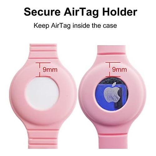  Bracelet Case Holder for AirTag Anti-Lost Small Wrist Secure Lock, iZi Way Soft Silicone Wristband Watch Band Protective Cover for Air Tags GPS Tracker (Wrist 6.3 - 7.3) - Pink, 2