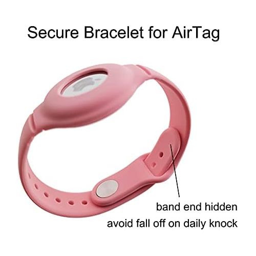  Bracelet Case Holder for AirTag Anti-Lost Small Wrist Secure Lock, iZi Way Soft Silicone Wristband Watch Band Protective Cover for Air Tags GPS Tracker (Wrist 6.3 - 7.3) - Pink, 2