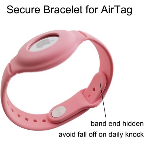  Bracelet Case Holder for AirTag Anti-Lost Small Wrist Secure Lock, iZi Way Soft Silicone Wristband Watch Band Protective Cover for Air Tags GPS Tracker (Wrist 6.3 - 7.3) - Pink, 2