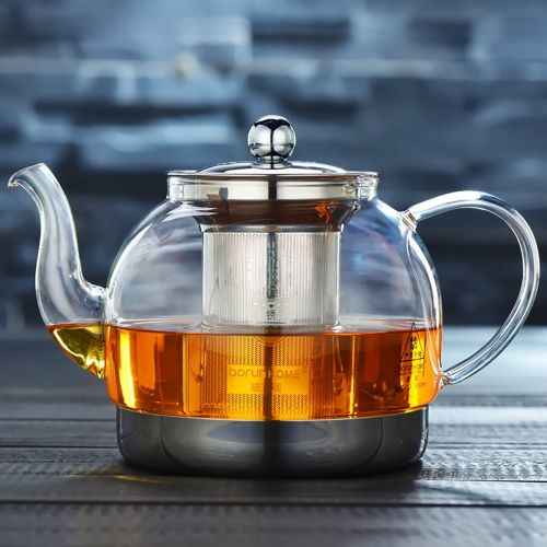  Ian Enterprises IAN Heat Resistant Good Glass Teapot with Stainless Steel Infuser & Lid, Borosilicate Glass Tea Pots Stovetop Safe, 41 Ounce / 1200 ml (41OZ)