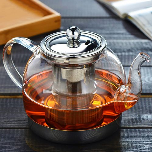  Ian Enterprises IAN Heat Resistant Good Glass Teapot with Stainless Steel Infuser & Lid, Borosilicate Glass Tea Pots Stovetop Safe, 41 Ounce / 1200 ml (41OZ)