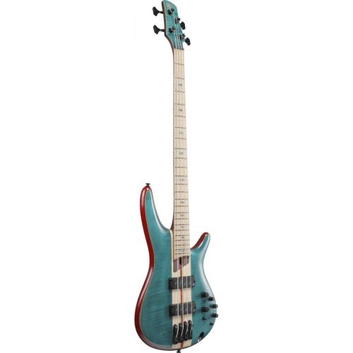  Ibanez Electric Bass Solid SR Premium 4-String Electric Bass with Flamed Maple Fretboard, Includes Gig Bag (Caribbean Green Low Gloss)