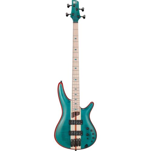  Ibanez Electric Bass Solid SR Premium 4-String Electric Bass with Flamed Maple Fretboard, Includes Gig Bag (Caribbean Green Low Gloss)