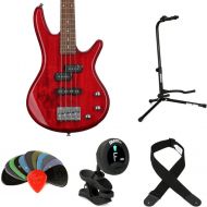 Ibanez miKro GSRM20 Bass Guitar Essentials Bundle - Transparent Red