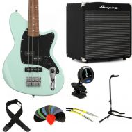 Ibanez Talman TMB30 Bass Guitar and Ampeg Rocket Amp Essentials Bundle - Mint Green