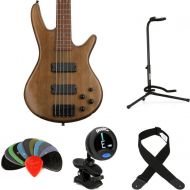 Ibanez Gio GSR205BWNF Bass Guitar Essentials Bundle - Walnut Flat