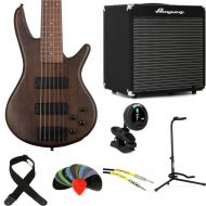 Ibanez Gio GSR206BWNF Bass Guitar and Ampeg Rocket Amp Essentials Bundle - Walnut Flat