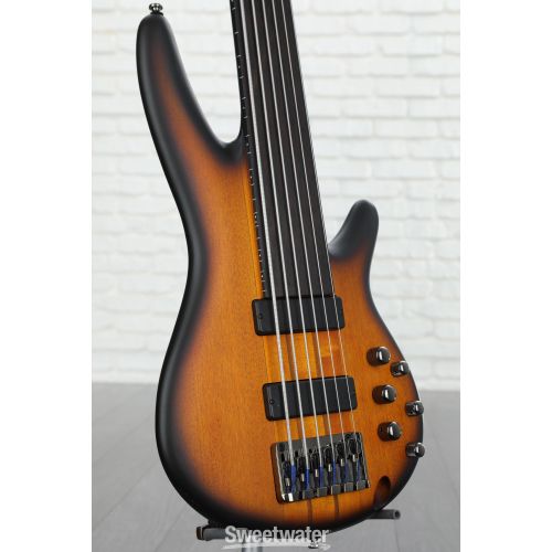  Ibanez SRF706 Fretless Bass Guitar - Brown Burst Flat