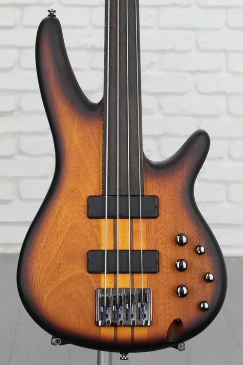 Ibanez Bass Workshop SRF700 Fretless Bass Guitar - Brown Burst Flat