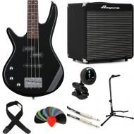 Ibanez miKro GSRM20 Left-handed Bass Guitar and Ampeg Rocket Amp Essentials Bundle - Black