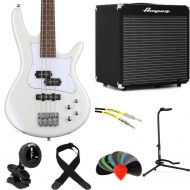 Ibanez Mezzo SRMD200D Bass Guitar and Ampeg RB-108 Amp Bundle - Pearl White