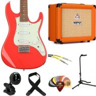 Ibanez AZES Electric Guitar and Orange Crush 20 Amp Bundle - Vermilion