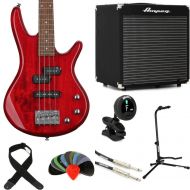 Ibanez miKro GSRM20 Bass Guitar and Ampeg Rocket Amp Essentials Bundle - Transparent Red