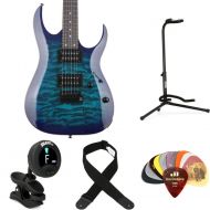 Ibanez Gio GRGA120QA Essentials Bundle - Transparent Blue Burst