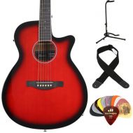 Ibanez AEG7TRH Acoustic-electric Guitar Essentials Bundle - Transparent Red Sunburst