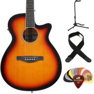 Ibanez AEG7VSH Acoustic-electric Guitar Essentials Bundle - Transparent Vintage Sunburst