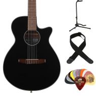 Ibanez AEG50N Acoustic-Electric Guitar Essentials Bundle - Black High Gloss