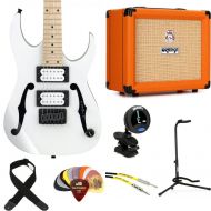 Ibanez Paul Gilbert Signature PGMM31 Electric Guitar and Orange Crush 20 Amp Essentials Bundle - White