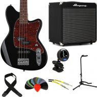 Ibanez Talman TMB100 Bass Guitar and Ampeg Rocket Amp Essentials Bundle - Black