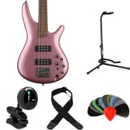 Ibanez Standard SR300E Bass Guitar Essentials Bundle - Pink Gold Metallic