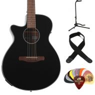 Ibanez AEG50L Left-Handed Acoustic-Electric Guitar Essentials Bundle - Black High Gloss