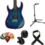 Ibanez Gio GRX70QAL Left-handed Electric Guitar Essentials Bundle - Transparent Blue Burst