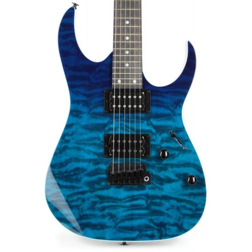  Ibanez GIO GRG120QASP Electric Guitar and Orange Crush 20 Amp Essentials Bundle - Blue Gradiation