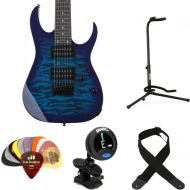 Ibanez Gio GRG7221QA Essentials Bundle - Transparent Blue Burst