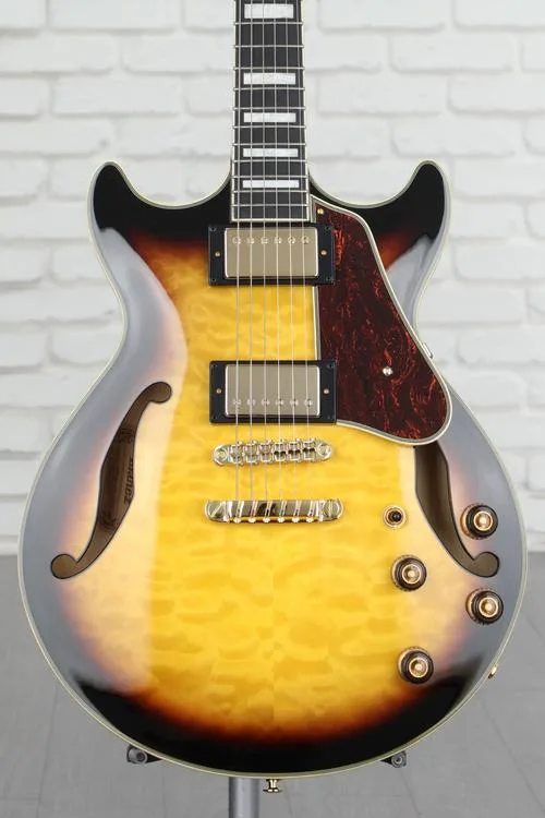 Ibanez Artcore Expressionist AM93QM Semi-Hollow Electric Guitar - Antique Yellow Sunburst