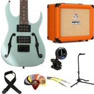 Ibanez Paul Gilbert Signature Mikro PGMM21 Electric Guitar and Orange Crush 20 Amp Essentials Bundle - Metallic Light Green