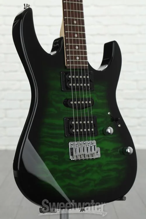 Ibanez Gio GRX70QA Electric Guitar - Transparent Emerald Burst