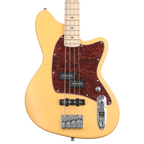  Ibanez Talman TMB100M Bass Guitar and Ampeg Rocket Amp Essentials Bundle - Mustard Yellow Flat