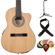 Ibanez GA34STCE Acoustic-Electric Guitar Essentials Bundle - Natural High Gloss