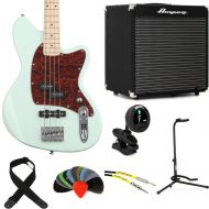 Ibanez Talman TMB100M Bass Guitar and Ampeg Rocket Amp Essentials Bundle - Mint Green