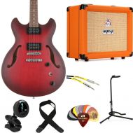 Ibanez Artcore AS53 Semi-hollowbody Electric Guitar and Orange Crush 20RT Amp Bundle - Sunburst Red Flat