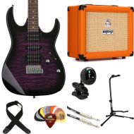 Ibanez Gio GRX70QA Electric Guitar and Orange Crush 20 Amp Essentials Bundle - Transparent Violet Sunburst